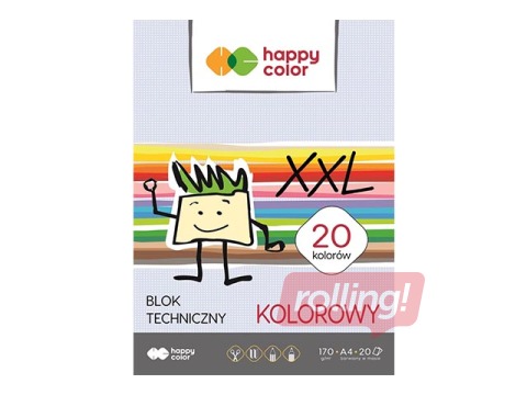 Kartons Happy Color, A4, 170g/m², 20 krāsainas loksnes