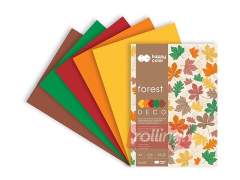 Dizaina papīrs Autumn A4, 170 g/m2, 20 loksnes, 5 krāsas