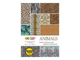 Dizaina papīrs ar motīvu Animals Wild, A4, 16 loksnes, 32 motīvi, 80g/m²