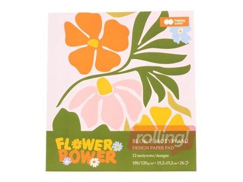 Dizaina papīrs ar motīvu Bloom, 24 loksnes, 12 motīvi, 15.2x15.2cm, 180g/m²