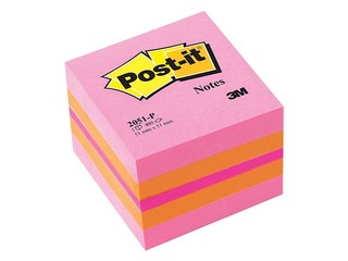 Līmlapiņu mini - kubs Post-it, 51x51 mm, 400l, rozā