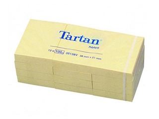 Līmlapiņas Tartan, 38x51 mm, 12x100l., dzeltenas
