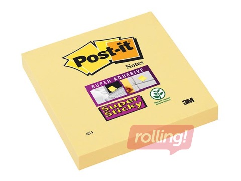 Līmlapiņas Post-it Super Sticky Canary, 76x76 mm, 90l., kanārijdzeltenas