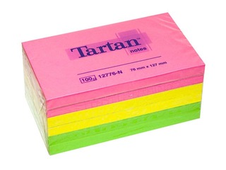 Līmlapiņas Tartan, 76x127 mm, 6x100 l., dažādas neonkrāsas