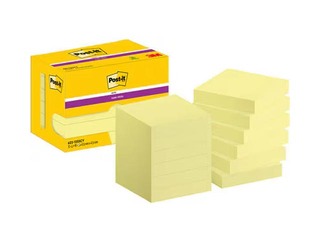 Līmlapiņas Post-it Super Sticky Canary, dzeltenas, 47.6x47.6mm, 90 lapiņas x 12 gab. + AKCIJA! Pērc līmlapiņas un saņem dāvanu!