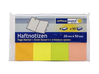 Marķēšanas indeksi papīra Office Point 50x20, 4x50l., dažādas pasteļkrāsas