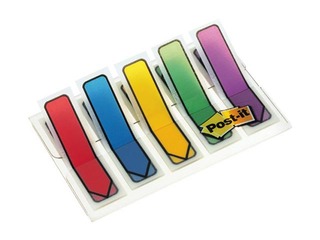 Marķēšanas indeksi - bultiņas, plastikāta Post-it,12 x 43 mm, 5x20l., dažādas krāsas 