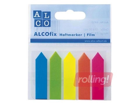 Marķēšanas indeksi - bultiņas, plastikāta, ALCO, 12x50 mm, 5x25l, dažādās krāsās