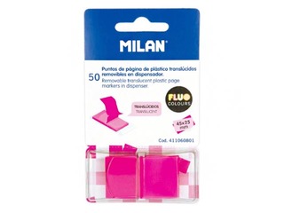Marķēšanas indeksi plastikāta Milan 25 x 45 mm, neona rozā