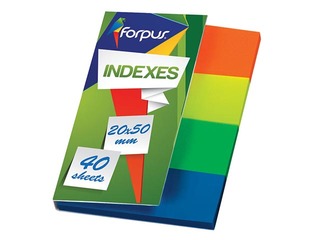 Marķēšanas indeksi Forpus 50x20, 4x40l., plastikāta, dažādas neonkrāsas