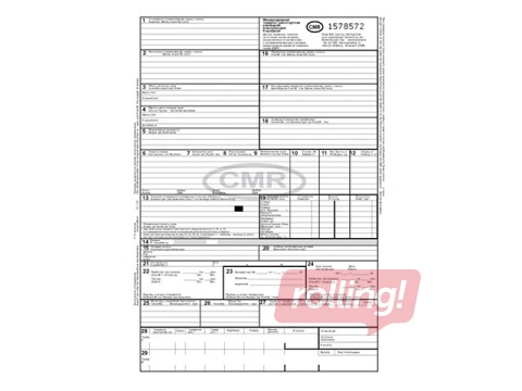 CMR starptautiskā preču - transporta pavadzīme ar numuriem, 6 eksemplāri