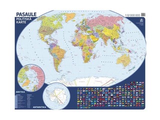 Pasaules politiskā sienas karte, 109,5 x 85 cm