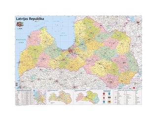 Latvijas administratīvā sienas karte, 121,5 x 86,5 cm