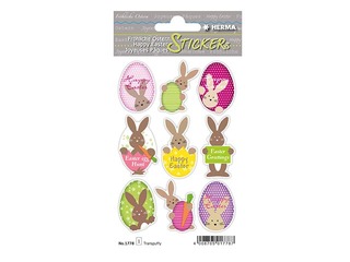 Stickers Happy Easter Easter rabbits, Transpuffy, 1 sheet