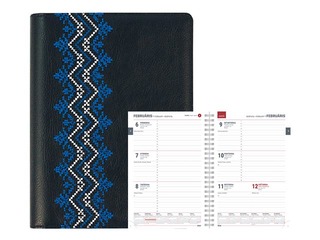Dienasgrāmata Spirex Pattern, A5, makslīgā āda, zila
