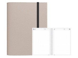 Dienasgrāmata - piezīmju bloks bez datumiem, A5 Flex, punktotas lapas, gaiši pelēks