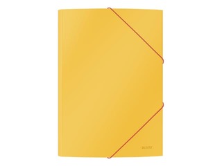 Папка с 3-мя клапанами и резинками Leitz Cozy, A4, картон, желтый