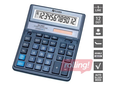 Kalkulators Eleven SDC-888 XBL, zils
