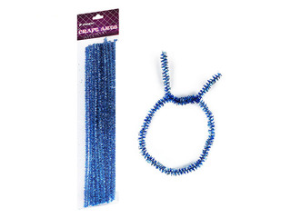 Шенилловые палочки, 0.6 x 30см, 15 шт., синий glitter