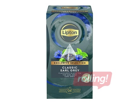 Tēja melnā Lipton Classic Earl Grey, piramīdas, 25 x 2g