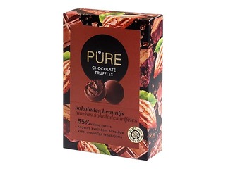 Tumšās šokolādes trifeles Pure Chocolate ar šokolādes braunija krēma pildījumu, 148 g