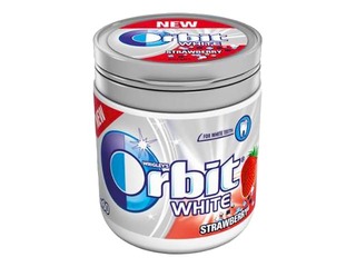 Košļājamā gumija Orbit white strawberry bundžā, 60gab