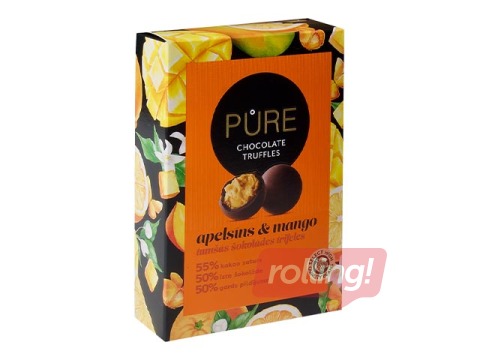 Šokolādes trifeles Pure Chocolate ar apelsīna-mango garšas krēma pildījumu, 148 g