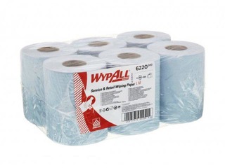 Papīra dvieļi ar centra padevi  WypAll Reach, 1 kārta, 6 ruļļi/iepakojumā, zili