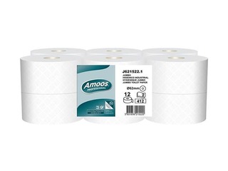 Tualetes papīrs Amoos Jumbo, T2, 144 m, 12 ruļļi, 2 slāņi, balts