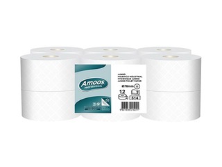 Tualetes papīrs Amoos Jumbo, T2, 180 m, 12 ruļļi, 2 slāņi, balts