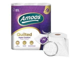 Tualetes papīrs Amoos Quilted, T4, 20 m, 9 ruļļi, 3 slāņi, balts