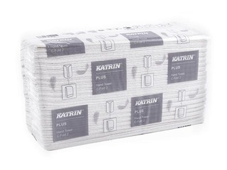 Papīra dvieļi loksnēs Katrin Plus C-Fold 2, 16 paciņas, 2 slāņi, balti