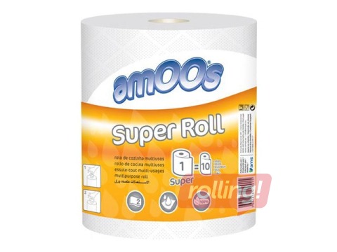 Papīra dvielis Amoos Super Roll, 1 rullis, 70 m,  2 slāņu, 280 loksnes