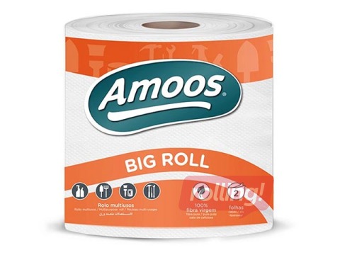 Papīra dvielis Amoos Big Roll, 1 rullis, 91 m, 2 slāņu, 364 loksnes