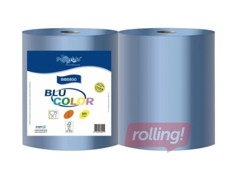 Industriālais papīrs Paperblu, 2 ruļļi, 192 m, 800 loksnes, 3 slāņi, zils