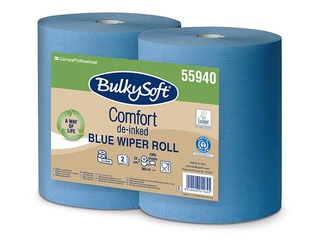 Industriālais papīrs Bulkysoft Comfort, 2 ruļļi, 360 m, 1000 loksnes, 2 slāņi, zils