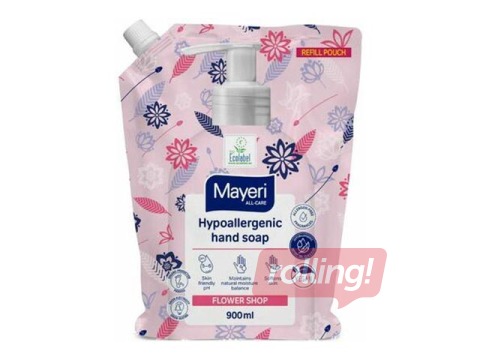 Šķidrās ziepes All-care, Flower shop, hipoalerģiskas, uzpildes iepakojums, Mayeri, 900 ml