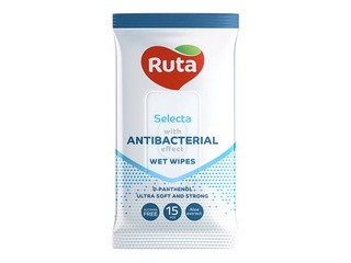 Mitrās salvetes Ruta Selecta, ar antibakteriālu efektu,15gab