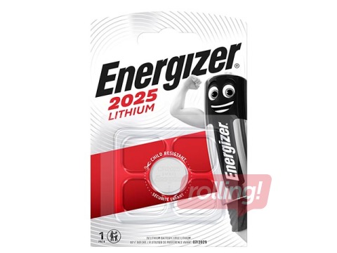Baterija Energizer Lithium, tablešu tipa, CR 2025, 1 gab. 