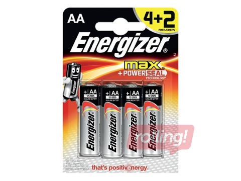 Baterijas Energizer MAX Alkaline, AA B4+2,1.5V, 6 gab.