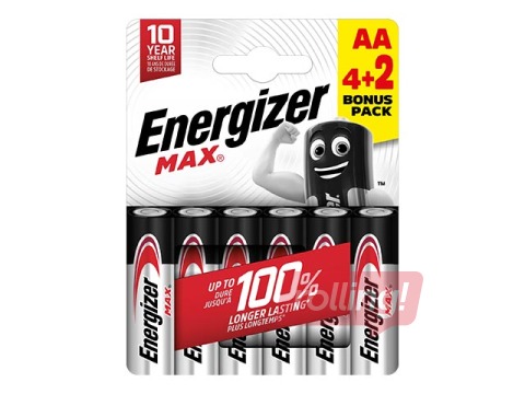 Baterijas Energizer MAX Alkaline, AA B4+2, 1.5V, 6 gab