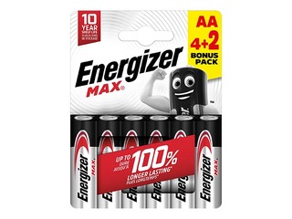Baterijas Energizer MAX Alkaline, AA B4+2, 1.5V, 6 gab
