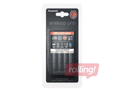 Bateriju lādētājs Panasonic eneloop 1-4 AA/AAA, 4 x R6/AA 2500 mAh, melns