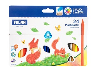 Vaska krītiņi Milan Plastipastel, 24 krāsas