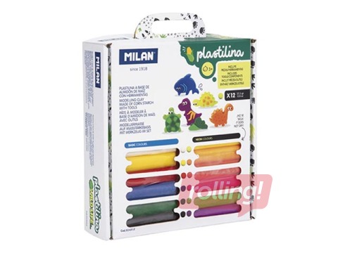 Plastilīna - modelēšanas masas komplekts Milan Wild Life, 12 krāsas