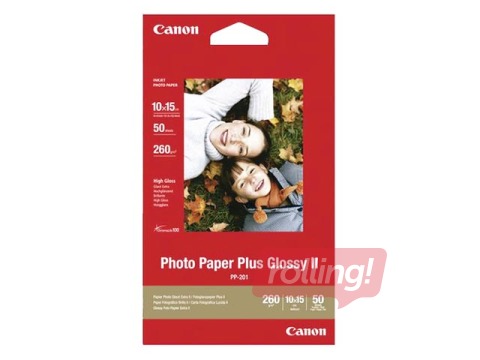 Foto papīrs Canon Photo Paper Plus Glossy II PP-201, 10x15cm, 260 g/m² (50 loksnes)