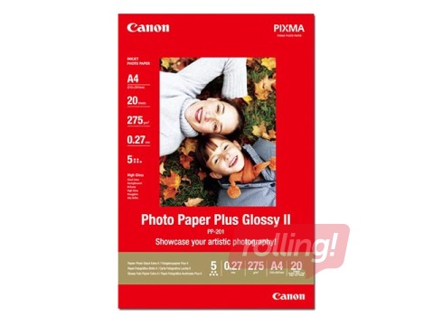 Foto papīrs Canon Photo Paper Plus Glossy II PP-201, 275 g/m², 20 loksnes