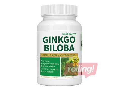 Uztura bagātinātājs, Ginkgo Biloba, 30 tabletes