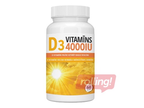 Uztura bagātinātājs, Vitamīns D3 4000 IU, 60 kapsulas