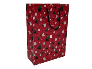 Papīra maisiņš ar rokturiem Zsv. 230x100x330mm, sarkans